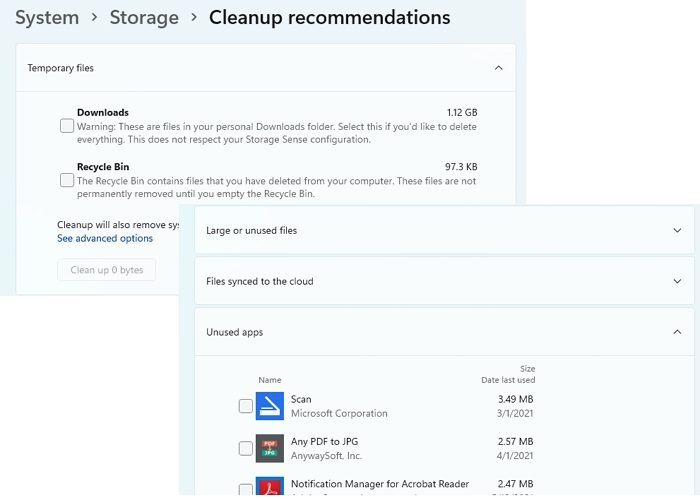 Cleanup Recomendations Windows