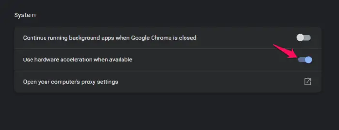 Disable Hardware Accelaration on Chrome