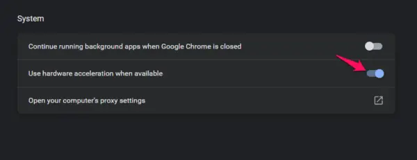 Disable Hardware Accelaration on Chrome