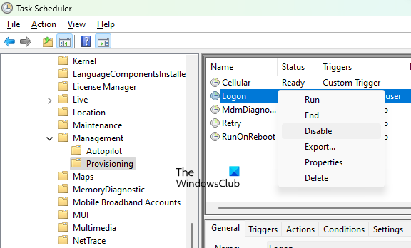 Disabilita l'attività di accesso nell'Utilità di pianificazione Disabilita l'attività di accesso nell'Utilità di pianificazione