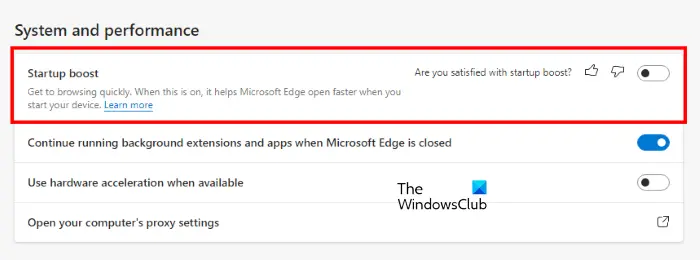 Disable Startup Boost in Edge