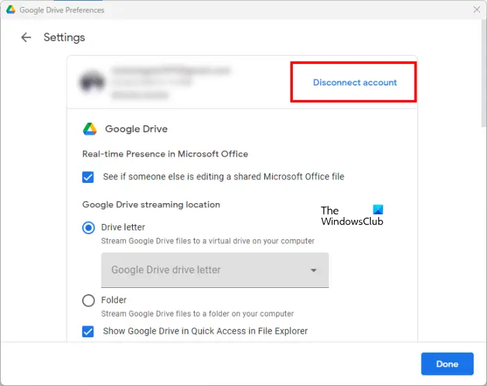 Disconnect Google Drive for Desktop app