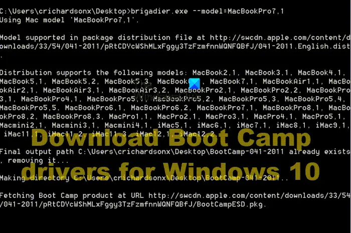 Download Boot Camp drivers for Windows 10