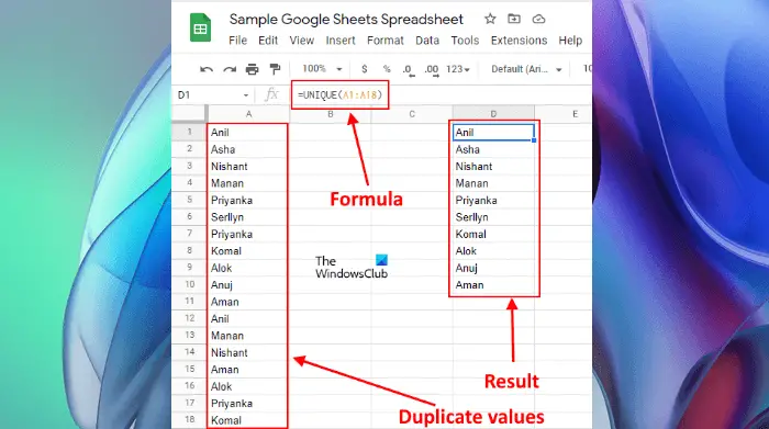 Extract unique values from a data set