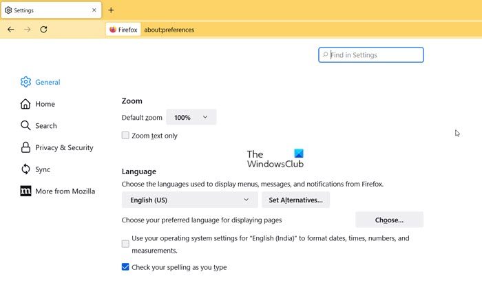 How to change the language to English in Firefox