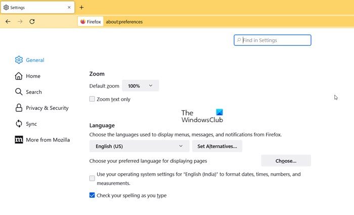How to change the language to English in Firefox