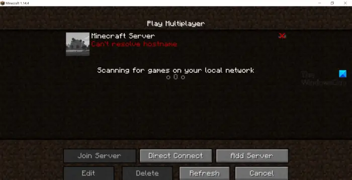 Fix Minecraft can't resolve hostname issue