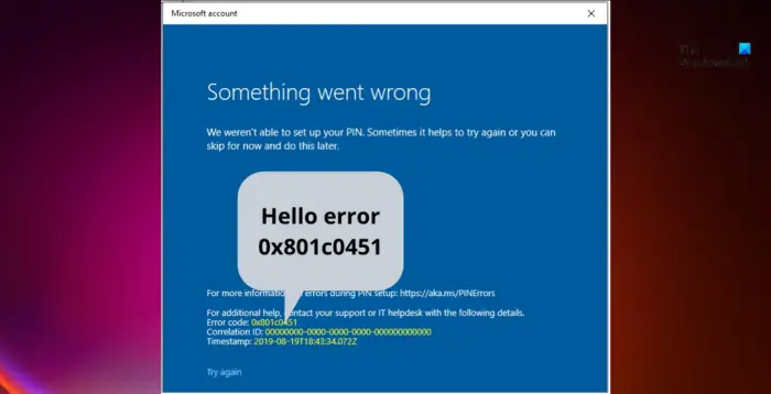Fix Windows Hello error 0x801c0451
