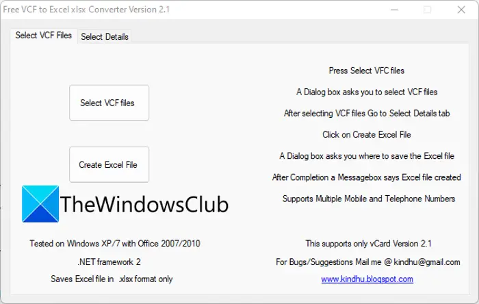 Convert VCF to CSV and Excel