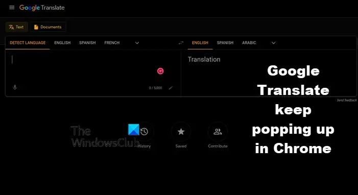 Google Translate keep popping up in Chrome