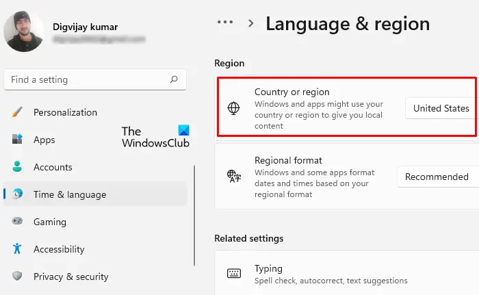 How to change Microsoft Store region on Windows 11