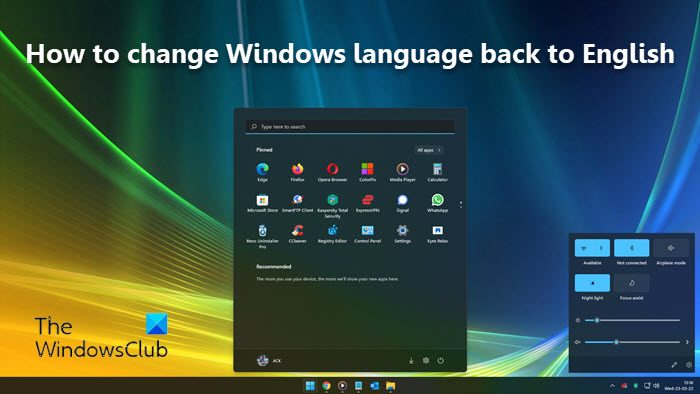 How to change Windows language back to English