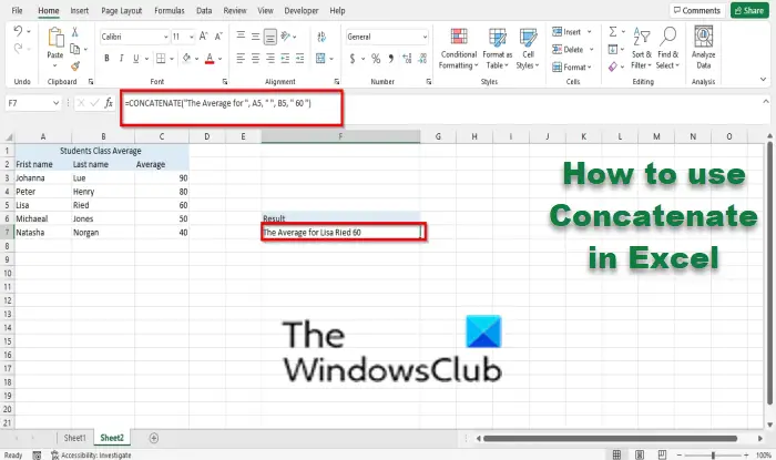 How to use Concatenate in Excel