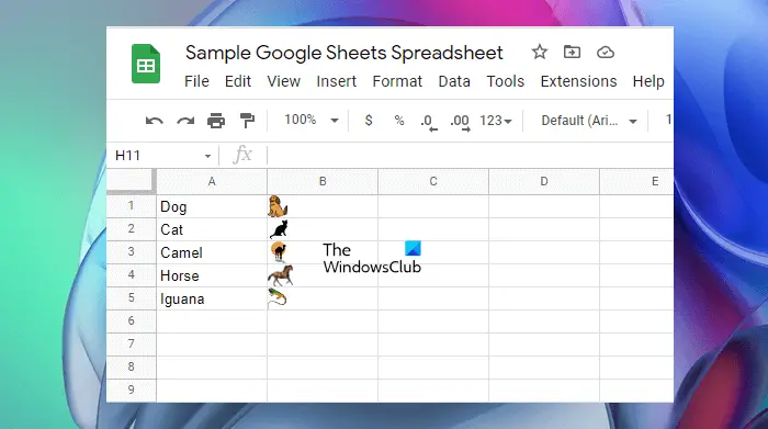 Insert an image in Google Sheets