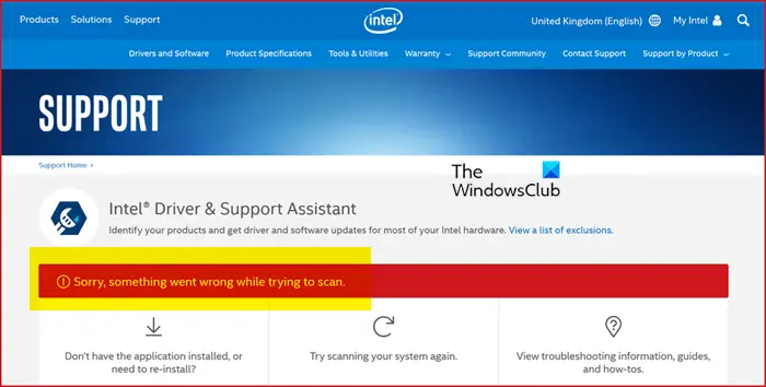 niveau Verzadigen geschenk Intel Driver and Support Assistant not working on Windows 11/10
