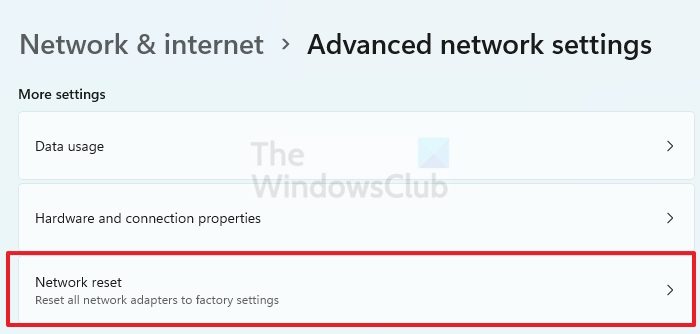 Network Reset Windows