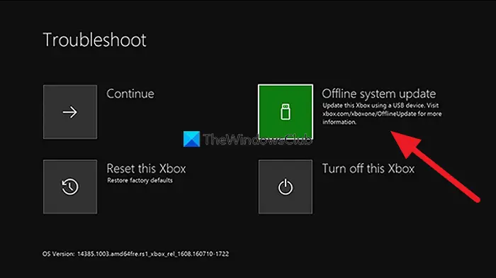 Perform Xbox Offline system update