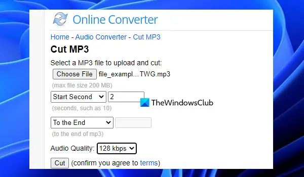 Online Converter Cut MP3 tool