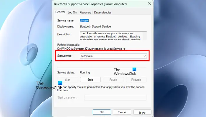 Restart Bluetooth Support Service