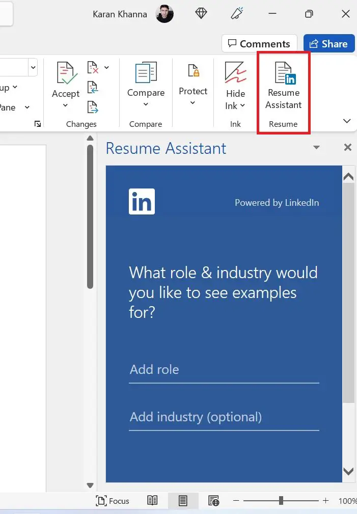Resume Assistant by linkedIn