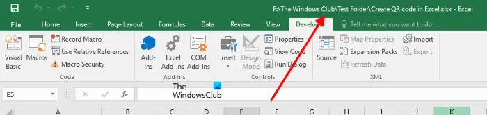 Show file path in Title Bar in Excel