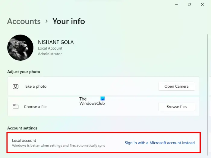 Sign in with a Microsoft account instead
