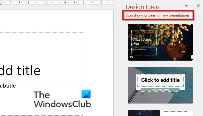 How to turn off Design Ideas in PowerPoint