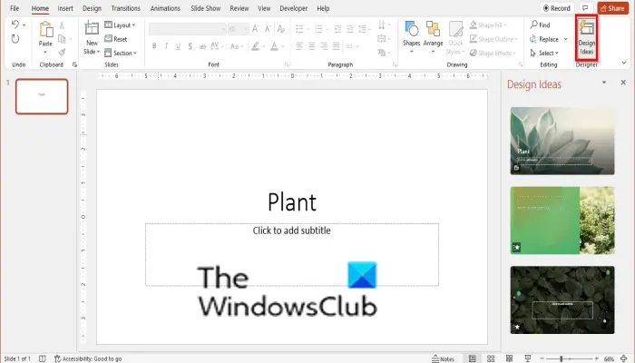 How to turn off Design Ideas in PowerPoint