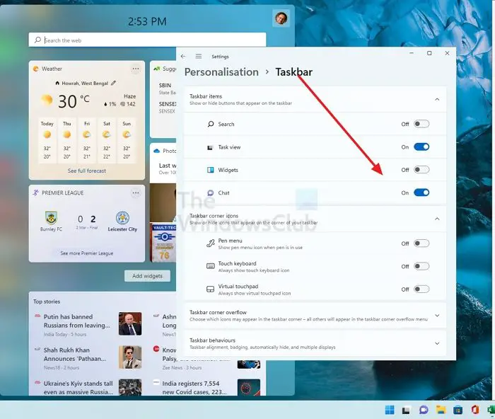 How to remove the Weather Widget in Windows 11