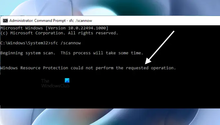 Windows Resource Protection could not perform the requested operation