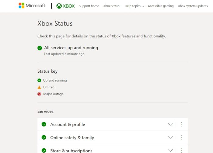 Xbox Status Services
