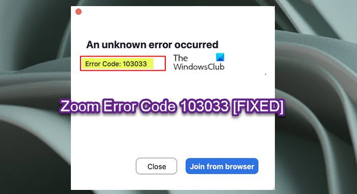 Zoom Error Code 103033