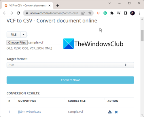 Convert VCF to CSV or Excel format using free software and online tools