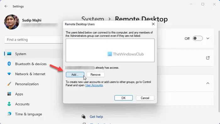 windows 11 remote desktop users