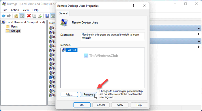 How to add or remove Remote Desktop users in Windows 11/10