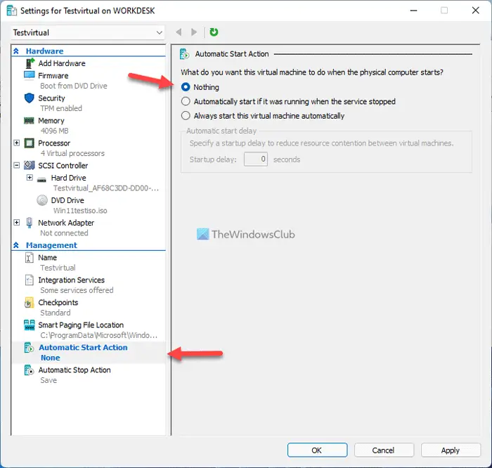 How to allow or block Hyper-V virtual machine to start at startup 