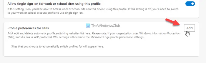 How to automatically switch profiles for specific sites in Edge