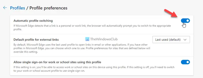 How to automatically switch profiles for specific sites in Edge
