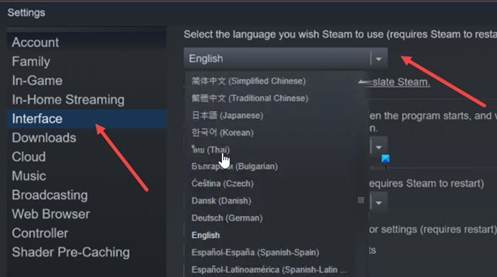 Change Steam Game Language