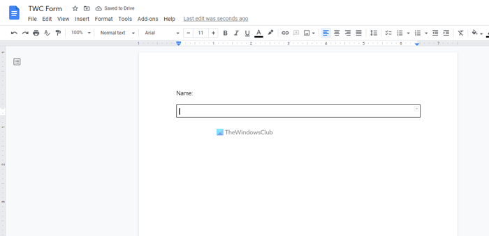 How to create fillable form in Google Docs