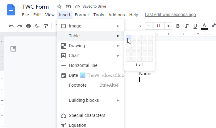How to create fillable form in Google Docs