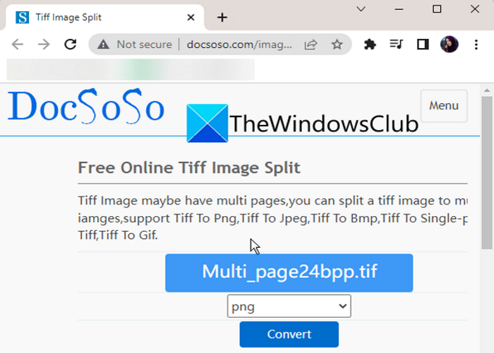 split multipage TIFF file