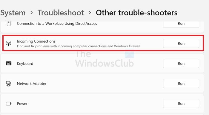 incomiong connections troubleshooters