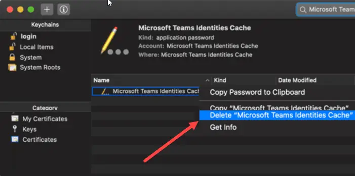 Microsoft Teams Identities Cache