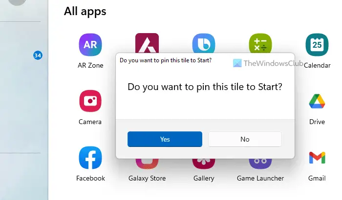 How to pin or unpin Your Phone apps to Start and Taskbar in Windows 11