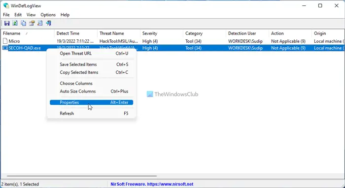 Read Windows Defender Event Log using WinDefLogView