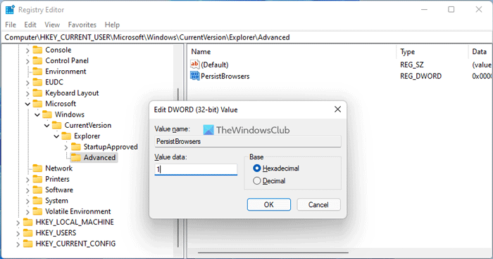 Restore previous folder windows at logon in Windows 11/10