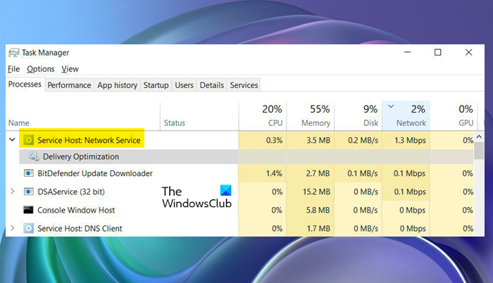 Service Host Network Service High network usage in Windows 11 Service Host Network Service High network usage in Windows 11