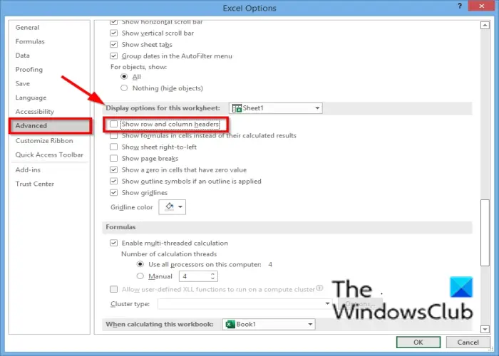 How to hide Row and Column Headers in Excel