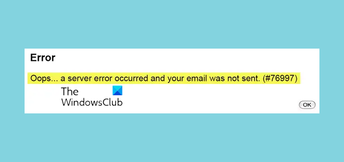 A server error occurred and your email was not sent